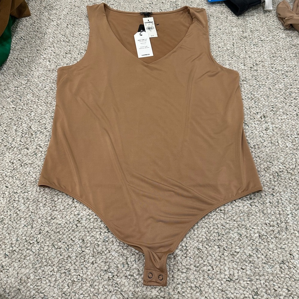 Express Body Contour Tan Sleeveless Body Suit